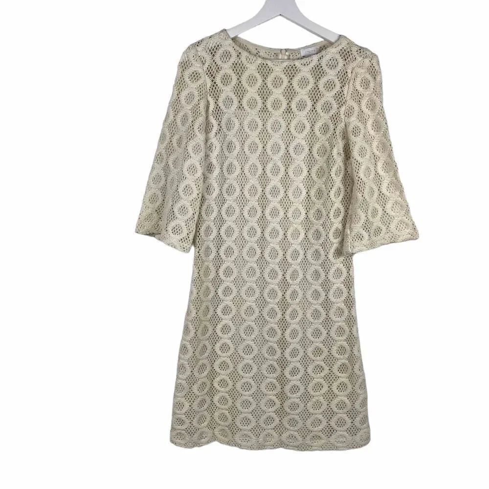 Chico's Camille Crochet Cream Sheath Dress size Small